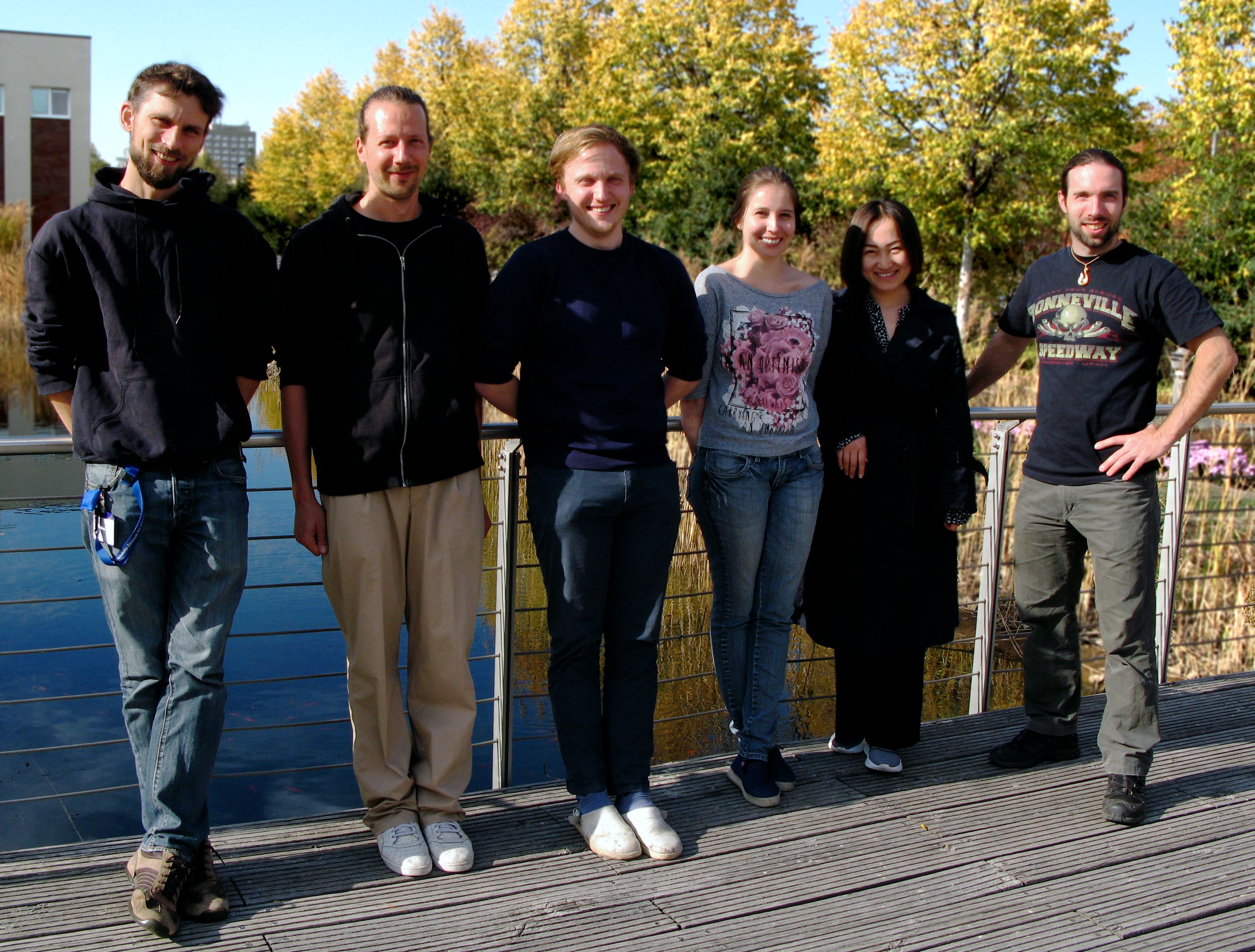 The BioGeoOmics team in October 2018 (from left to right): Jan, Kai, Martin, Maria, Limei, Oliver. Photo: Bettina Seiwert (UFZ)